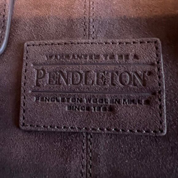 Pendleton Tote Bag * Leather & Wool * Multi-colored Stripes - Picture 3 of 12